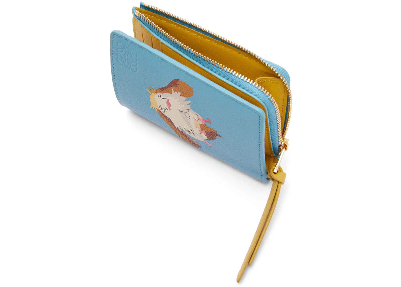 LOEWE x Howls Heen Slim Zip Bifold In Classic Calfskin Light Blue in ...