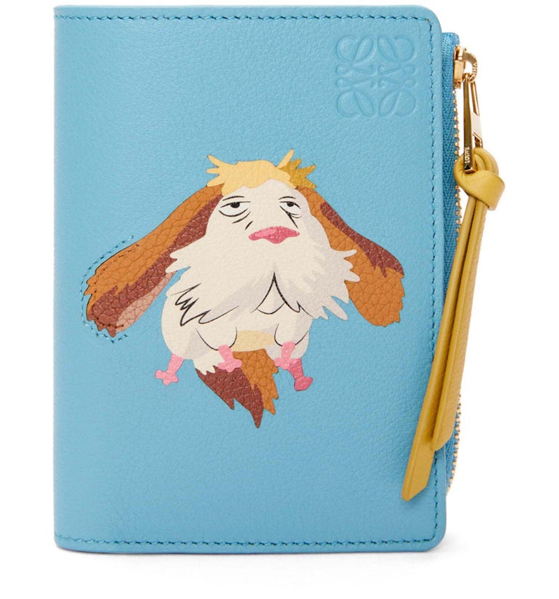 LOEWE x Howls Heen Slim Zip Bifold In Classic Calfskin Light Blue in ...