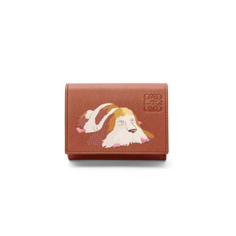 LOEWE x Howls Heen Trifold Wallet In Classic Calfskin Rust