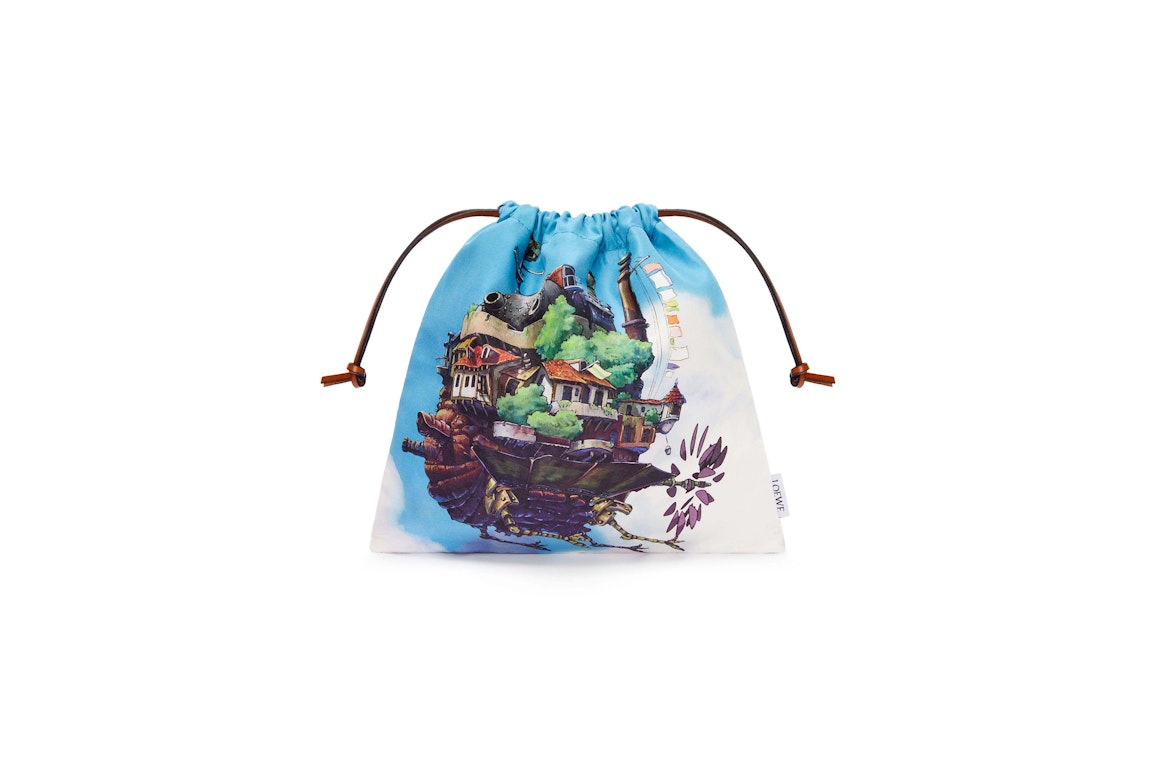 Pre-owned Loewe X Howls Moving Castle Drawstring Pouch In Canvas Multicolor