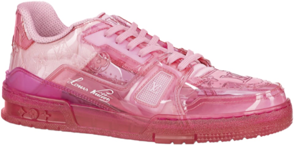 Men's Louis Vuitton LV Trainer Sneakers in Fluroescent Pink