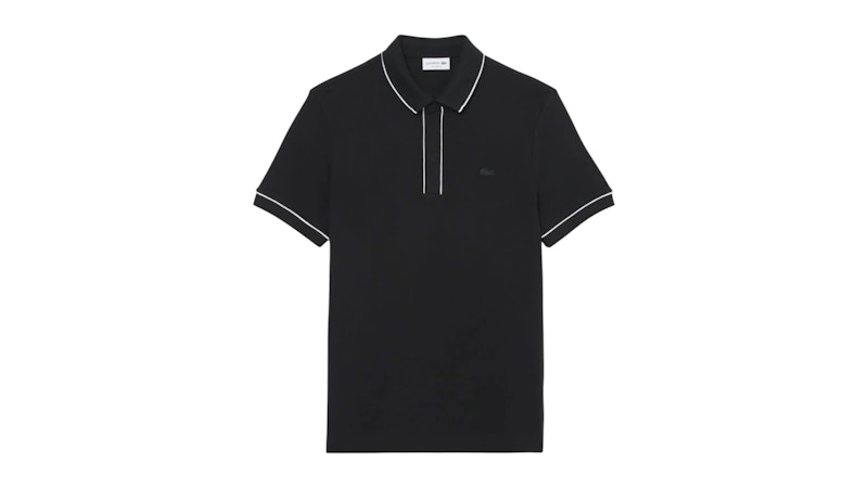 Pre-owned Lacoste Men's Regular Fit Paris Stretch Pique Polo Shirt In Black/white In Multi