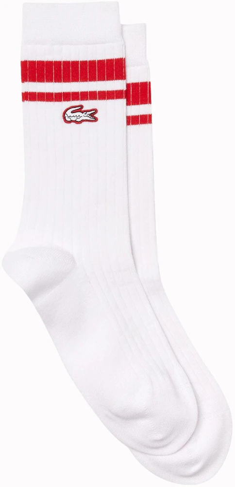 Lacoste x Ricky Regal Striped Ribbed Long Socks White/Red - SS21 - US