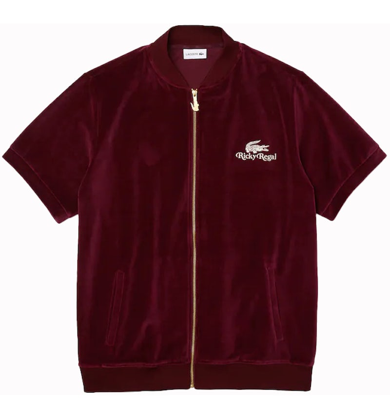 Chaqueta de terciopelo con cremallera Lacoste x Ricky Regal roja