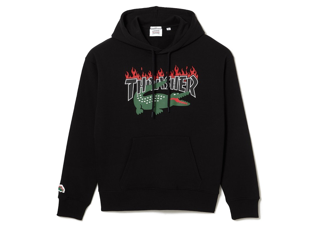 Pre-owned Lacoste X Thrasher Oversized Sweat Hoodie Black