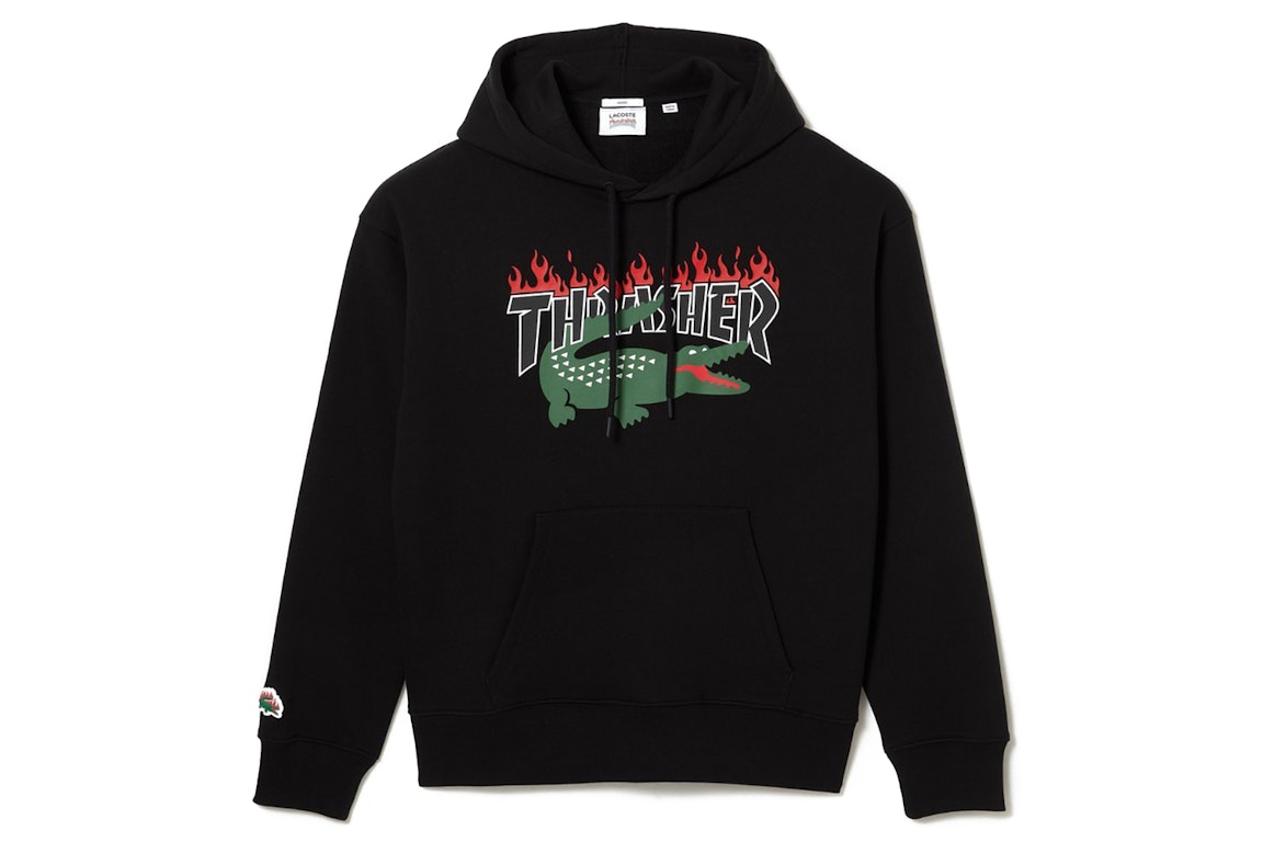 Pre-owned Lacoste X Thrasher Oversized Sweat Hoodie Black