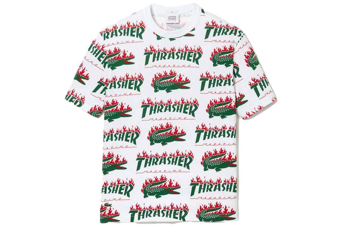 Pre-owned Lacoste X Thrasher Oversized T-shirt White