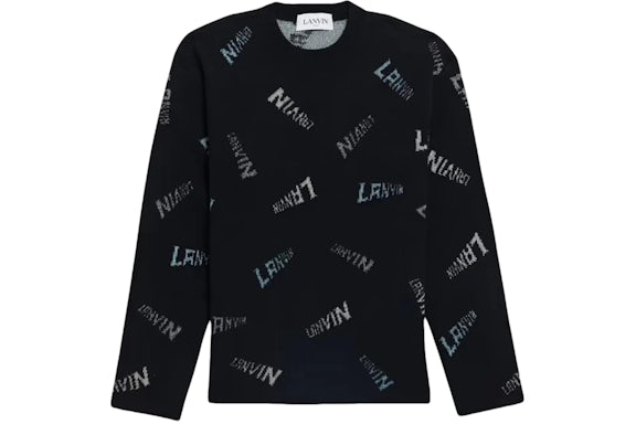 Lanvin Allover Logo Wollpullover Schwarz