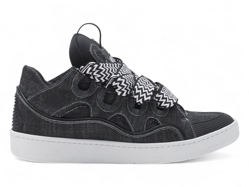 Pre-owned Lanvin Men's Curb Sneakers In Black Denim