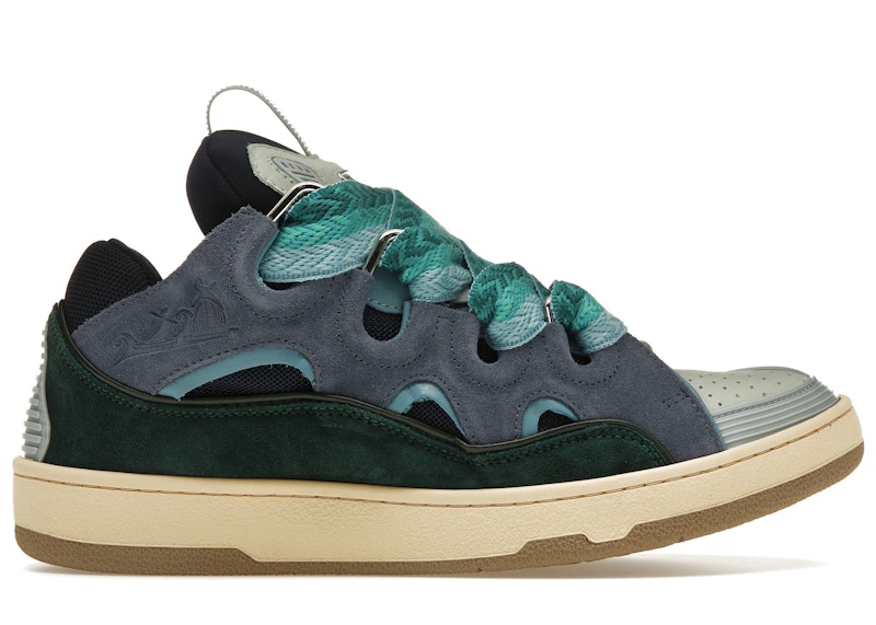 Lanvin Green & Taupe Curb Color-Block Rubber Sneakers