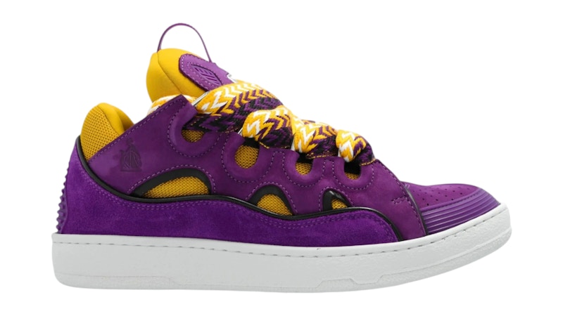 Pre-owned Lanvin Men's Curb Sneakersin Purple/yellow In Multi