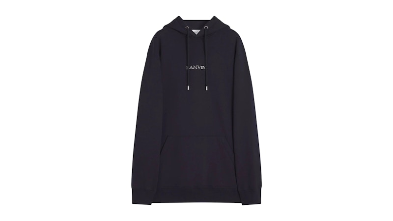Lanvin Embroidered Loose Logo Hoodie Black Men's - US