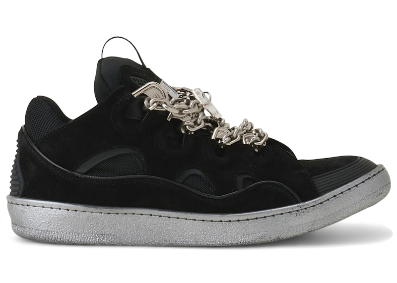 Men's Lanvin Leather Curb Sneakers in Black/Silver