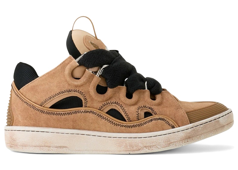 Men's Lanvin Leather Curb Sneakers in Camel/Amber