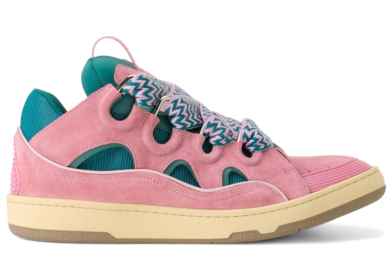 Men's Lanvin Leather Curb Sneakers in Green/Pink