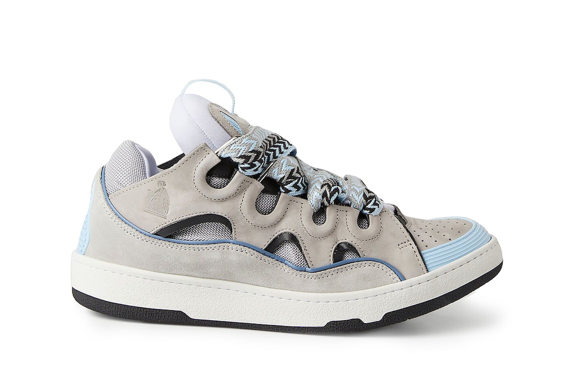 Pre-owned Lanvin Leather Curb Grey Light Blue In Grey/light Blue