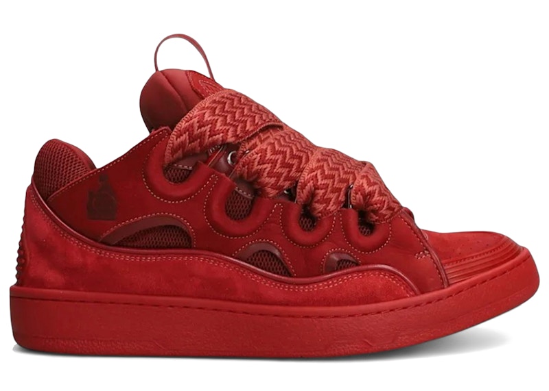 Men's Lanvin Leather Curb Sneakers in Red