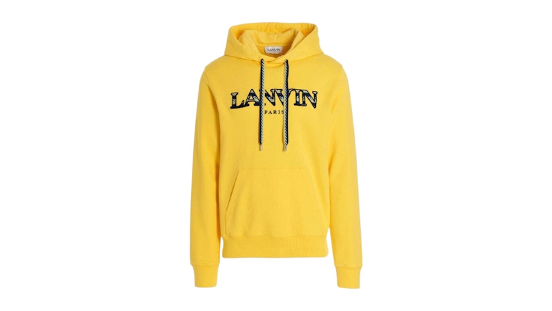 Lanvin Logo Embroidered Drawstring Hoodie Yellow/Black