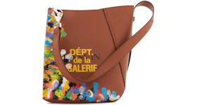Lanvin Painted Calfskin Leather Hook Bag Medium Beige