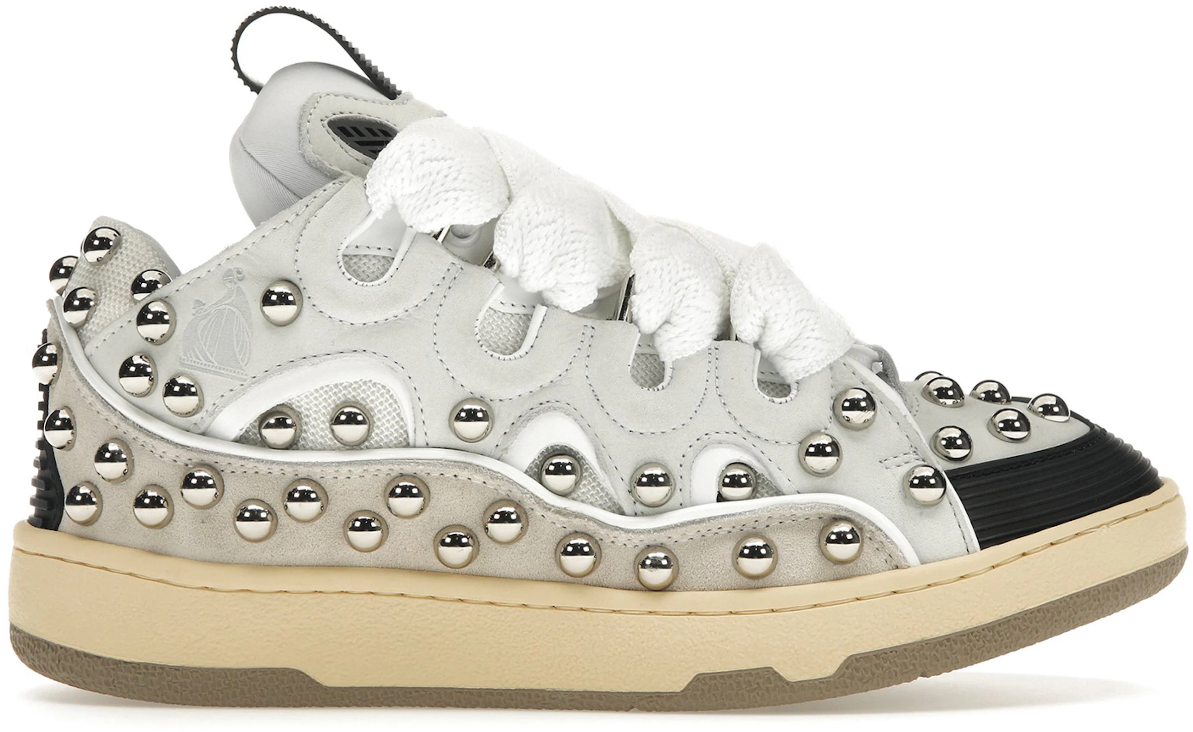 Lanvin Studded Leather Curb Sneaker White (Women's