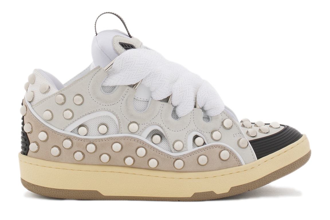 Pre-owned Lanvin Studded Leather Curb Sneaker White (women's)