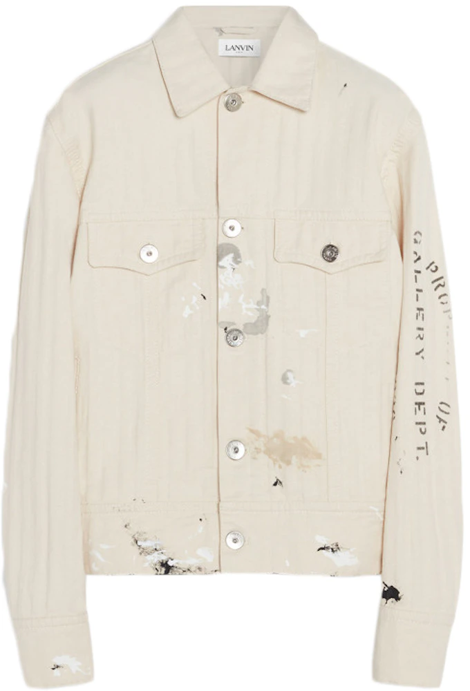 Lanvin x Gallery Dept. Denim Jacket With Paint Marks White Men's - SS21 ...