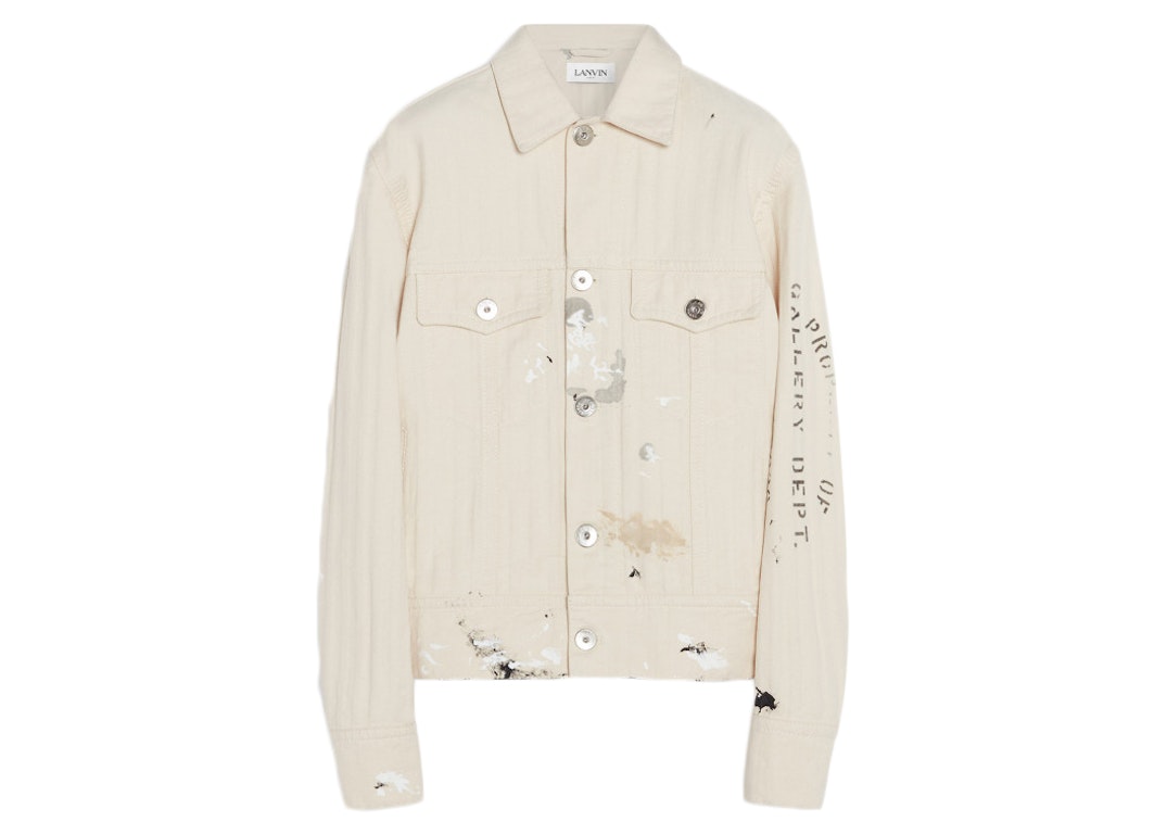 Pre-owned Lanvin X Gallery Dept. Denim Jacket With Paint Marks White