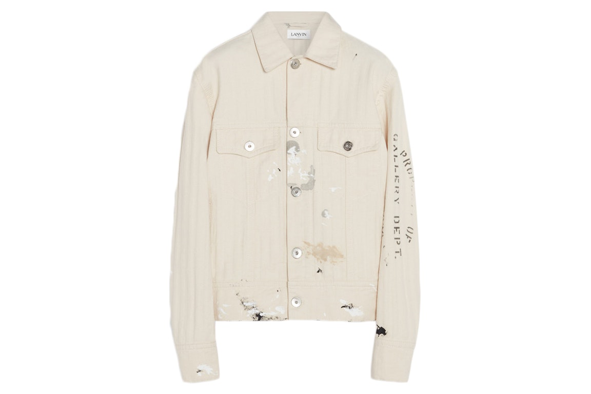 Pre-owned Lanvin X Gallery Dept. Denim Jacket With Paint Marks White