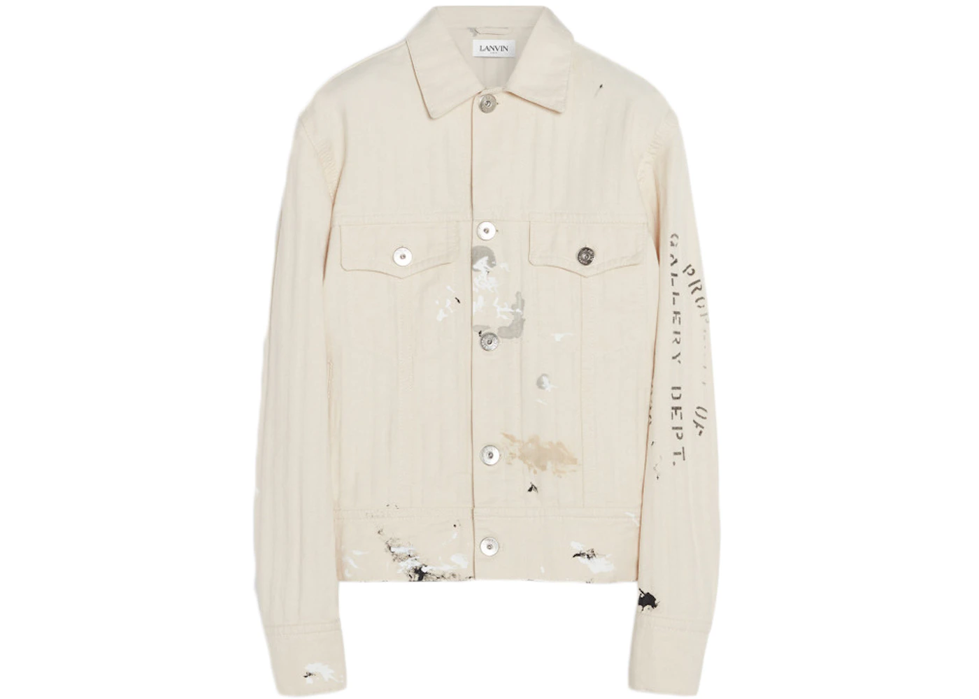Lanvin x Gallery Denim Jacket With Paint Marks White Men's