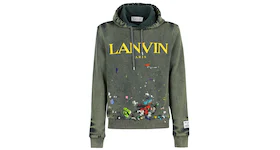 Lanvin x Gallery Dept. Logo Hoodie With A Worn Effect And Paint Marks Green