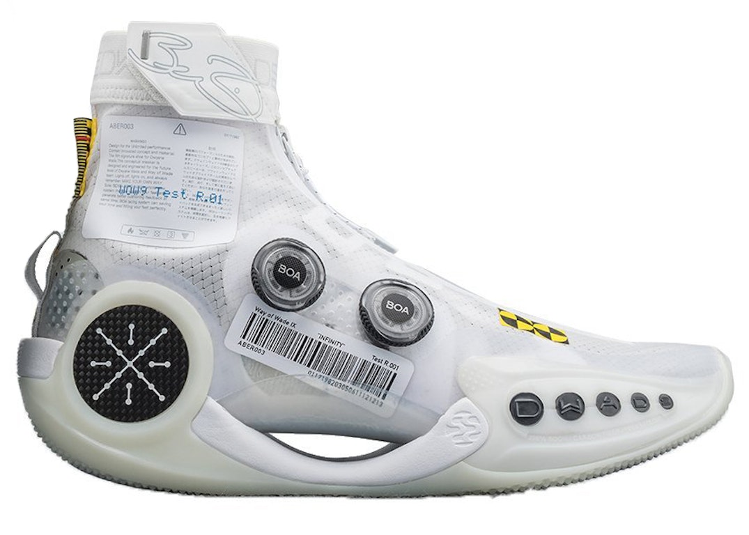Pre-owned Li-ning Way Of Wade 9 Infinity Test R1 In White/black/yellow