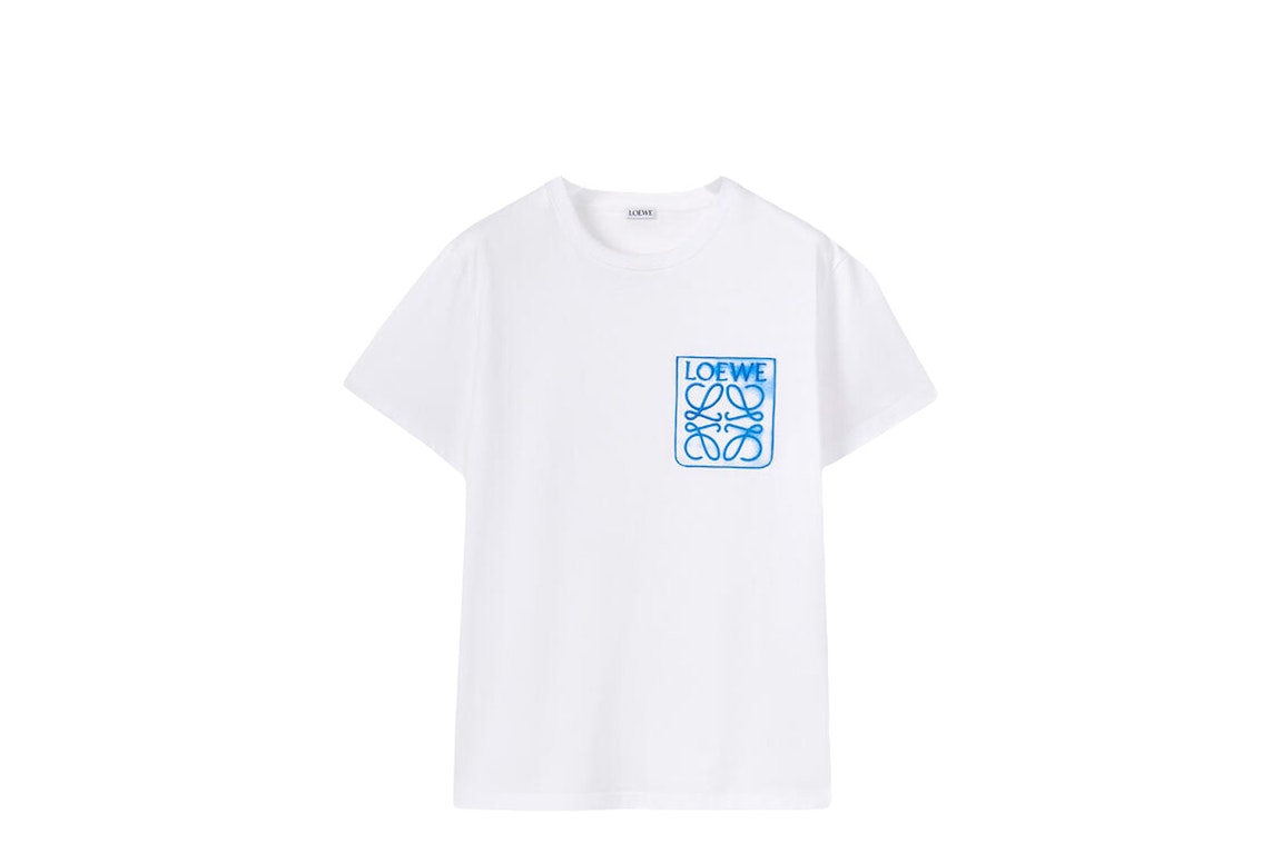 Pre-owned Loewe Anagram Fake Pocket T-shirt White/blue