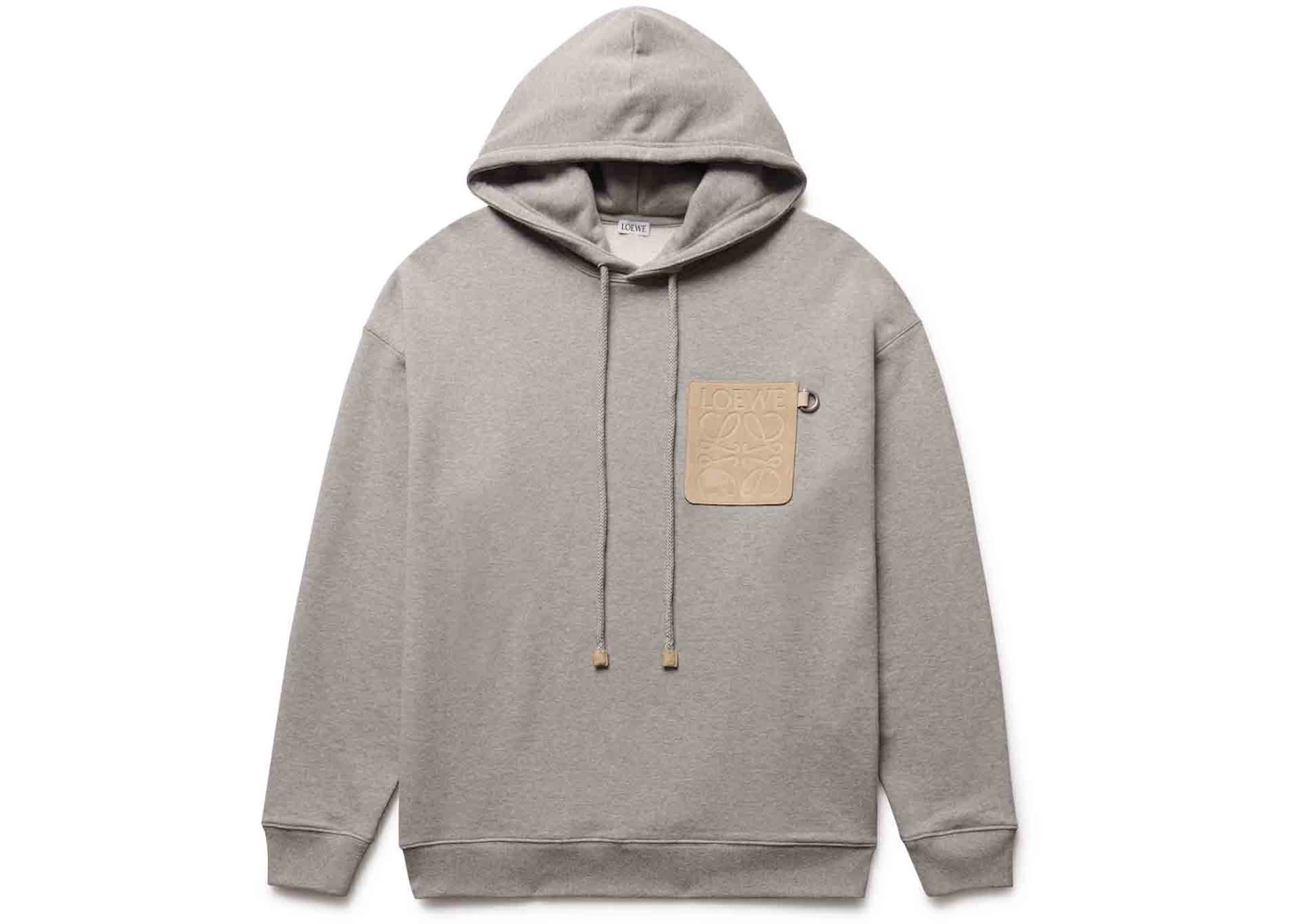 LOEWE Anagram Leather Patch Hoodie Grey Hombre - MX