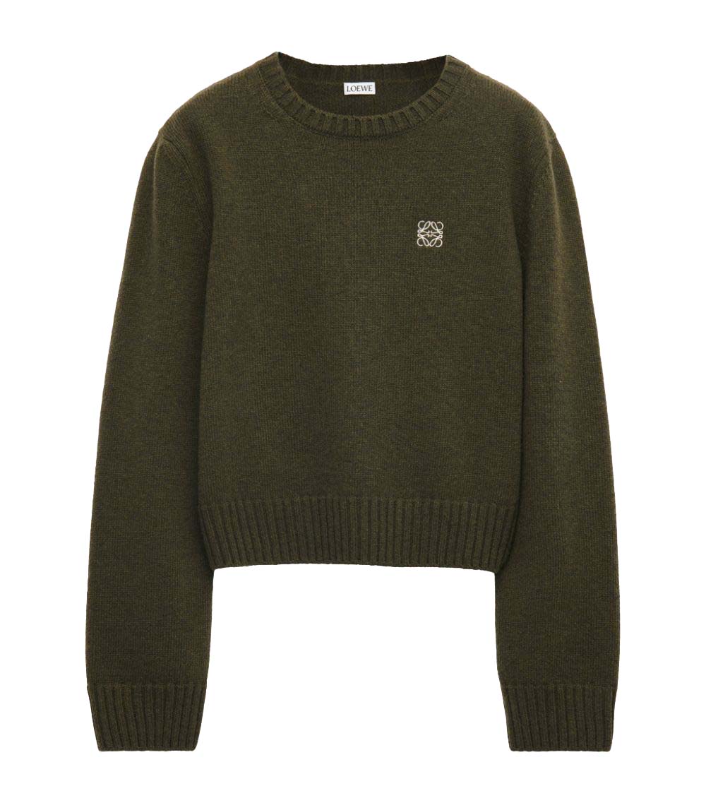 LOEWE Anagram Wool Sweater Khaki Green/White Men's - SS23 - GB