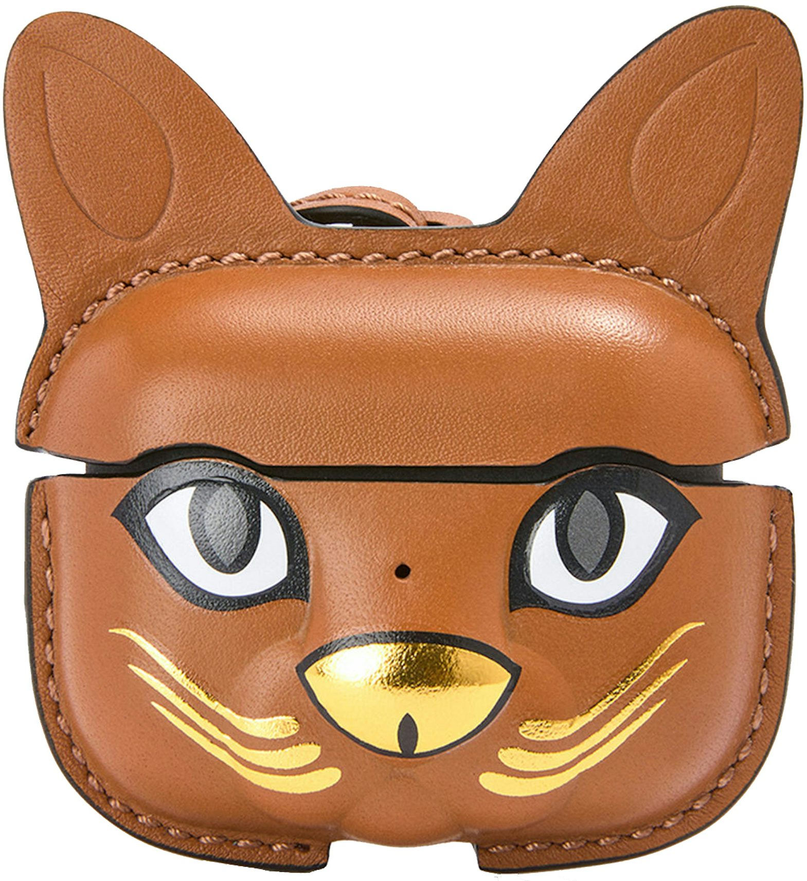 LOEWE Cat AirPod Pro Case in Smooth Calfskin Tan in Calfskin Leather - US