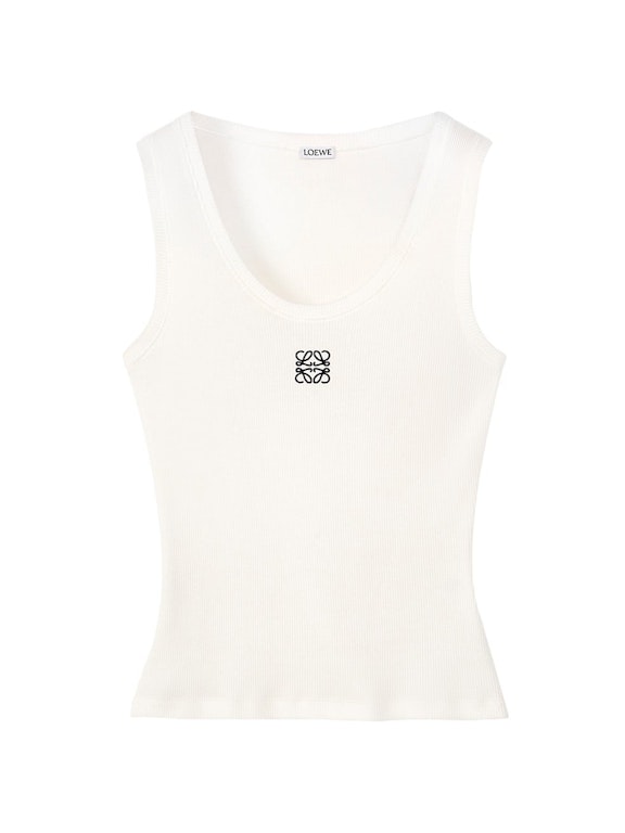 Pre-owned Loewe Cotton Anagram Tank Top White