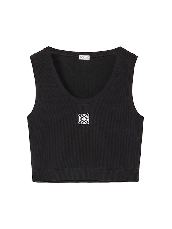 Pre-owned Loewe Cropped Cotton Anagram Tank Top Black/white