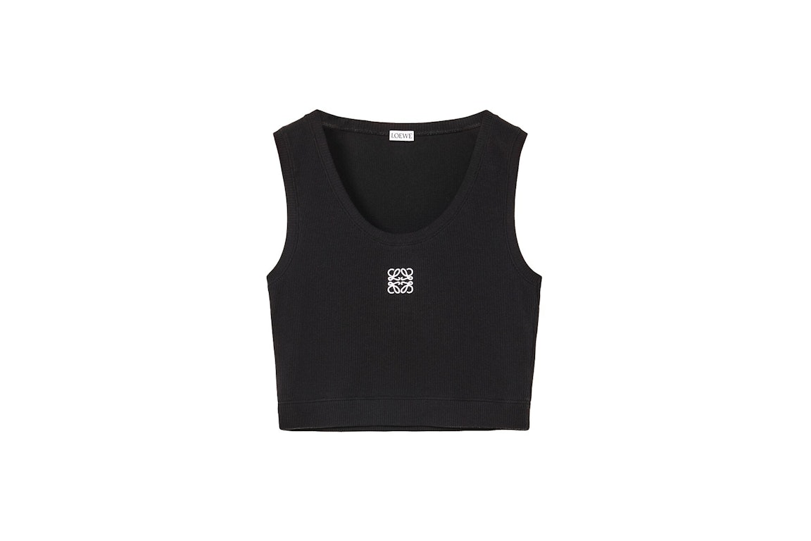 Pre-owned Loewe Cropped Cotton Anagram Tank Top Black/white