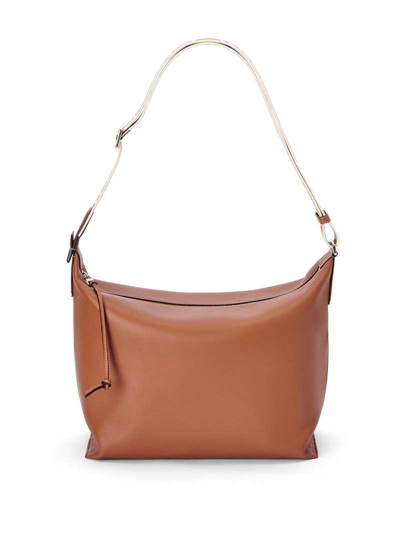 Loewe Cubi Crossbody Tan/Jacquard Strap in Smooth Calfskin with