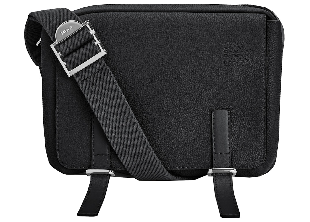 Pre-owned Loewe Military Messenger Bag In Soft Grained Calfskin Xs Black