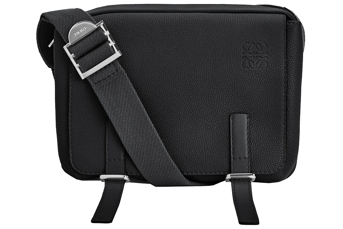 Pre-owned Loewe Military Messenger Bag In Soft Grained Calfskin Xs Black