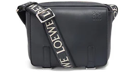 LOEWE Military Messenger Bag in Soft Grained Calfskin and Jacquard XS Deep Navy