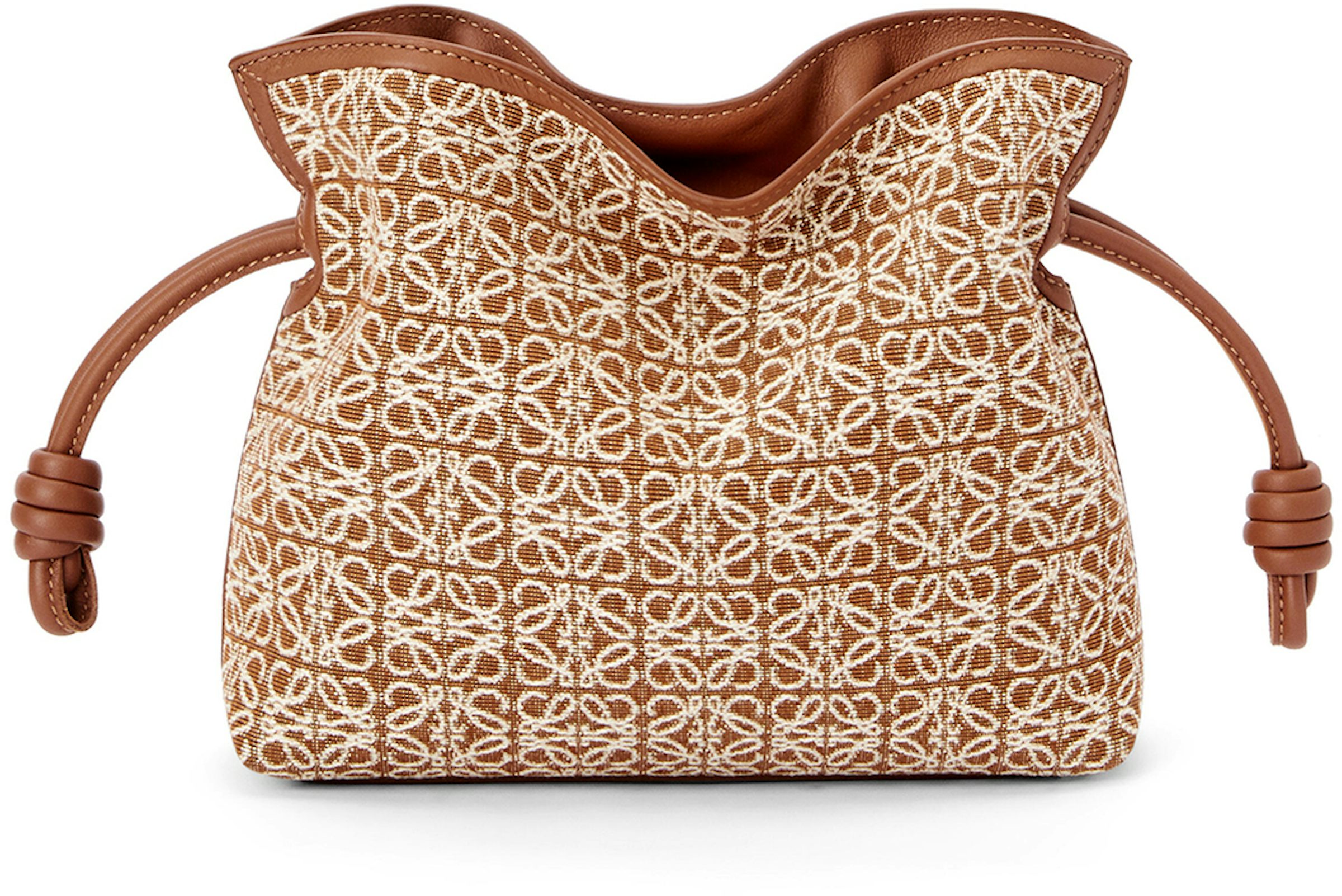 Loewe Gate Small Canvas Jacquard-trimmed Leather Shoulder Bag In Tan