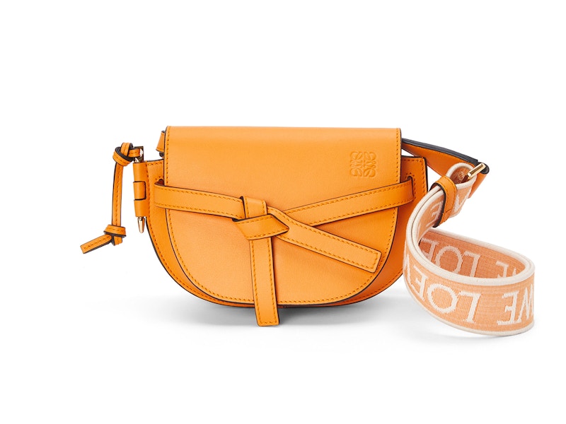 LOEWE Mini Gate Dual Bag in Soft Calfskin and Jacquard Mandarin