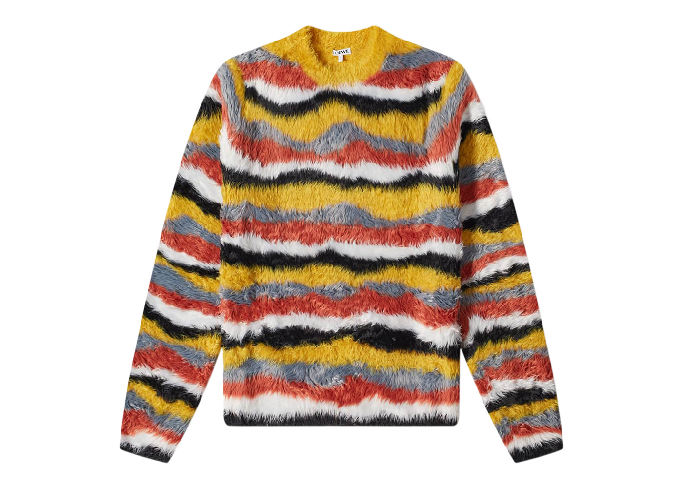 LOEWE Multicolour Stripe Knit Sweater Brown Multitone Men's