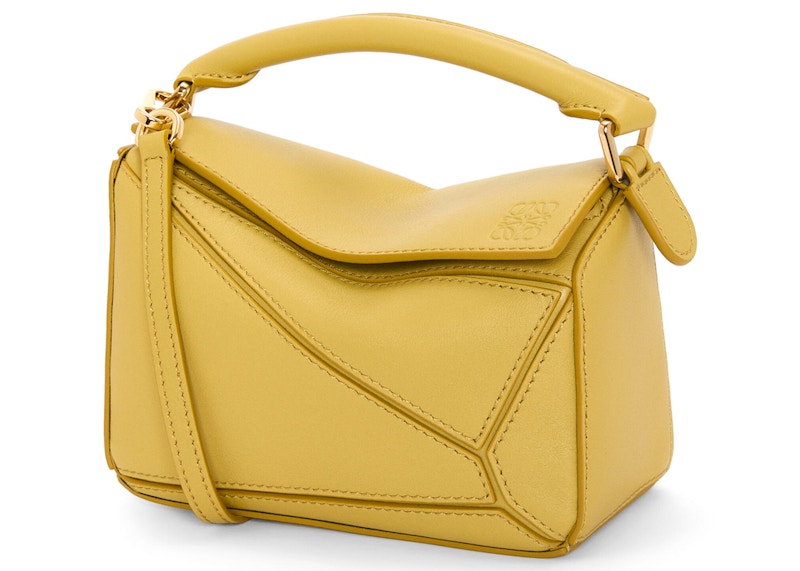 LOEWE Puzzle Bag Mini Bright Ochre in Classic Calfskin with Gold