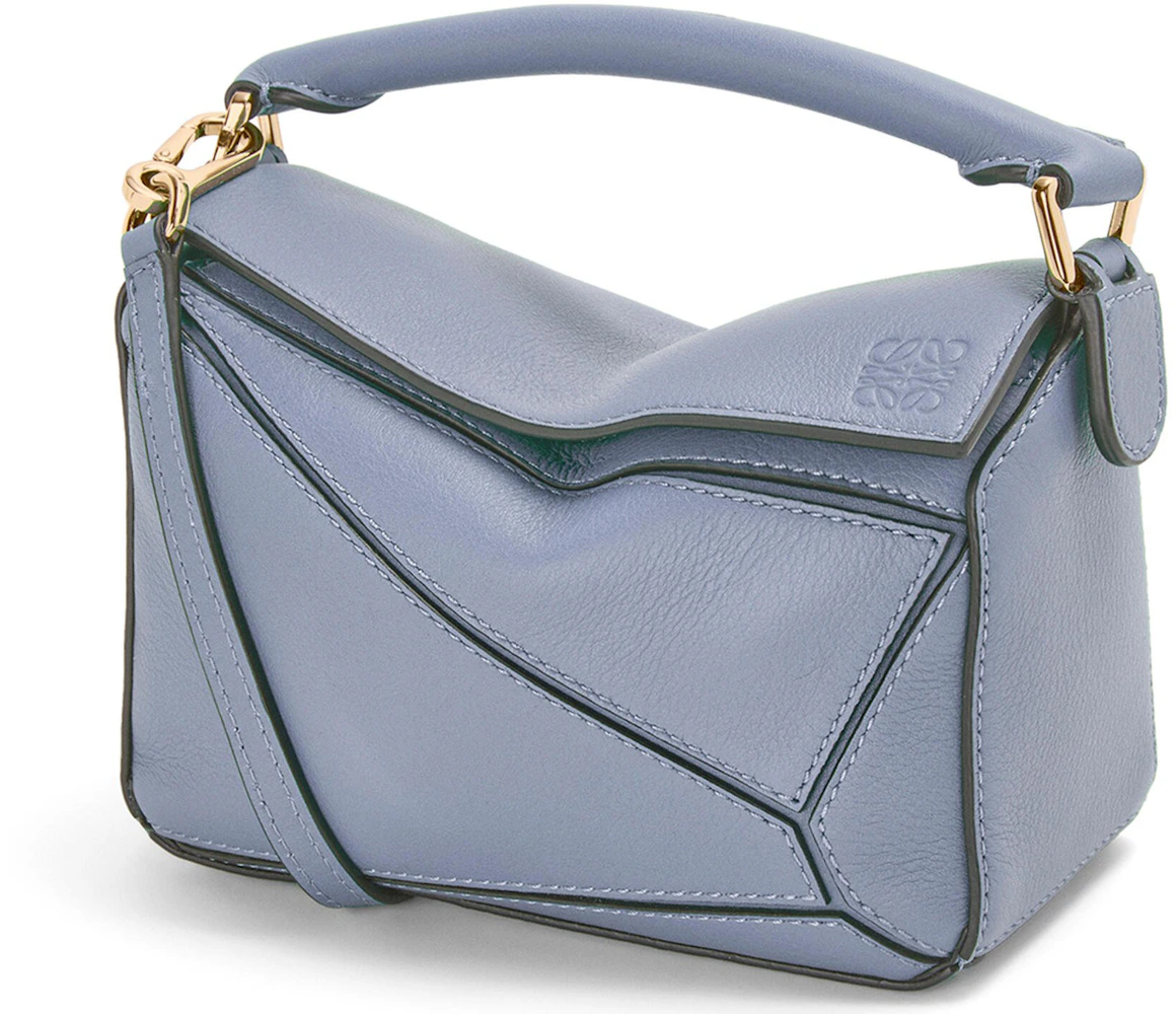 Loewe Multi Tone Blue Leather Mini Puzzle Pochette Bag at 1stDibs