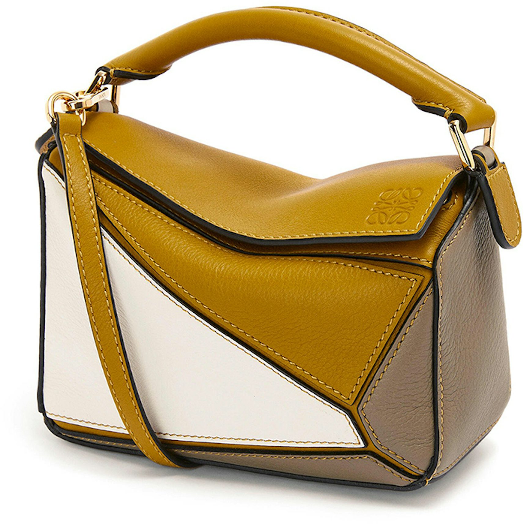 LOEWE Puzzle Bag in Classic Calfskin Small Ash Grey/Marble Green in  Calfskin Leather with Gold-tone - US