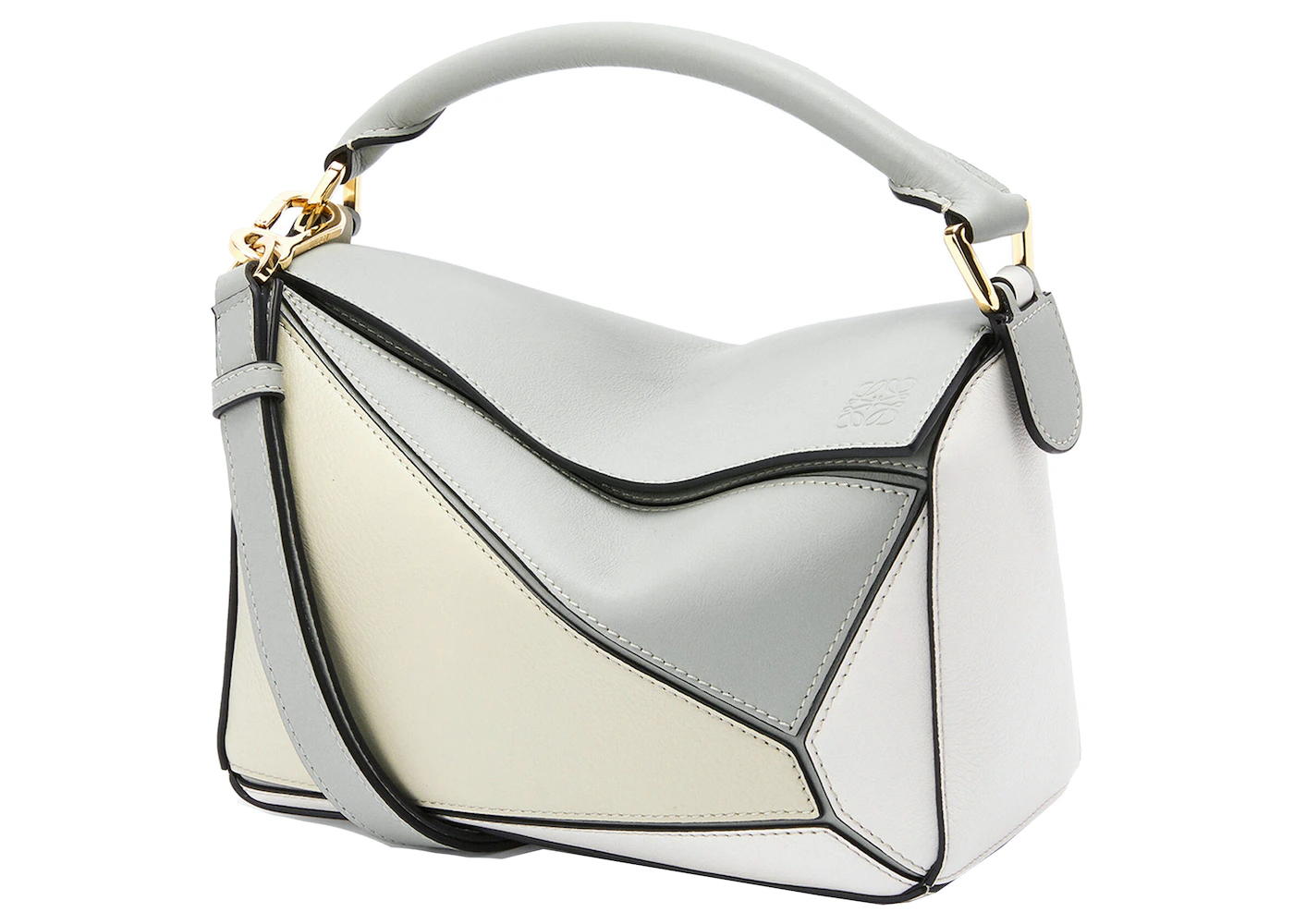 LOEWE Puzzle Bag in Classic Calfskin Small Ash Grey/Marble Green in  Calfskin Leather with Gold-tone - US