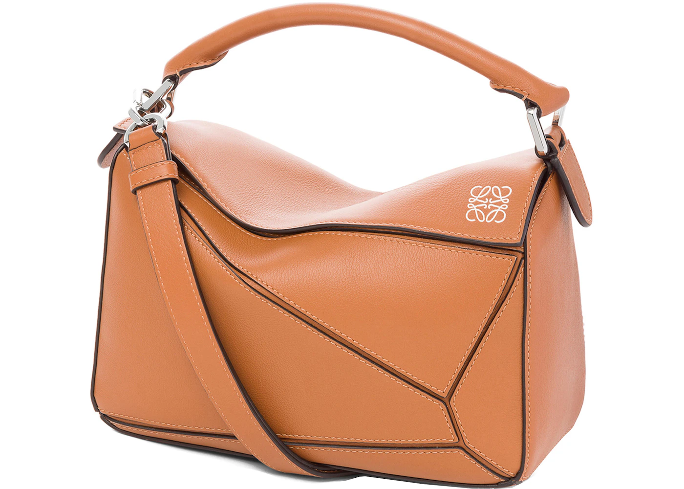 LOEWE Puzzle Bag in Classic Calfskin Small Tan in Calfskin Leather